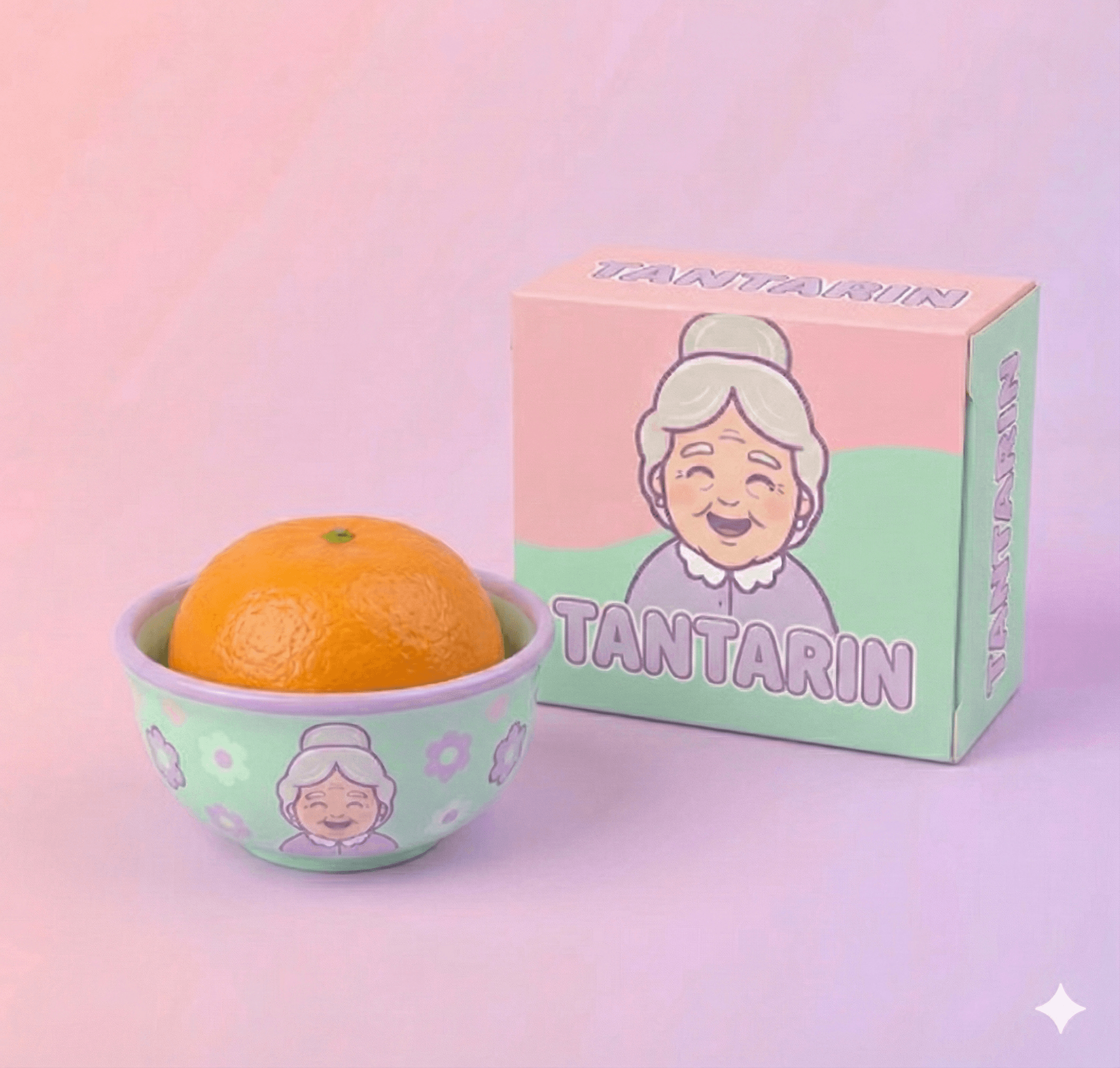 Tantarin citrusfrukt i söt presentförpackning med pastellfärger